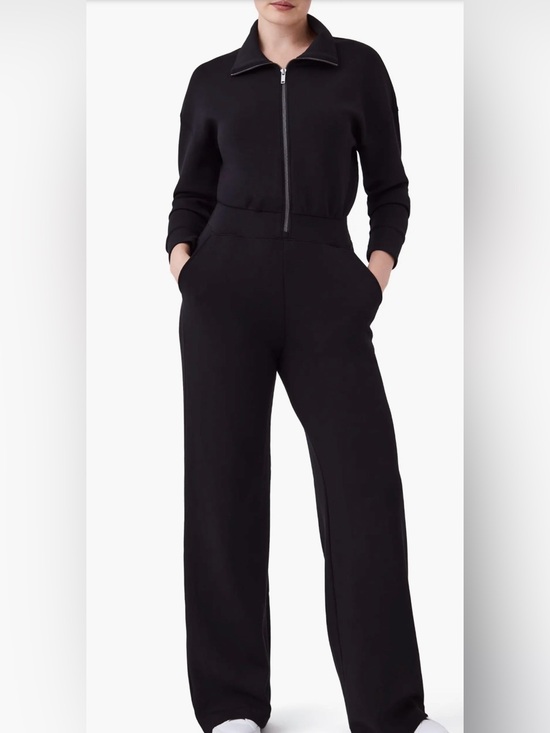 SPANX Pants - SPANX AirEssentials Wide Leg Jumpsuit Athleisure Black Size M Zip Front Pockets